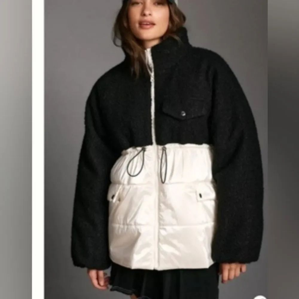 Anthropologie x Maeve Nylon Shearling Liner Jacket Size L